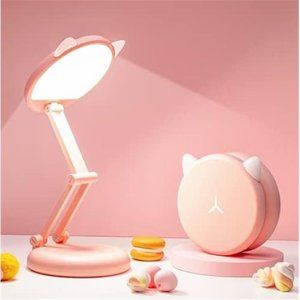 Cute Desk Lamp Cat Lamp Pink Lamp Foldable & Portable Rechargeable Lamp Dimmable